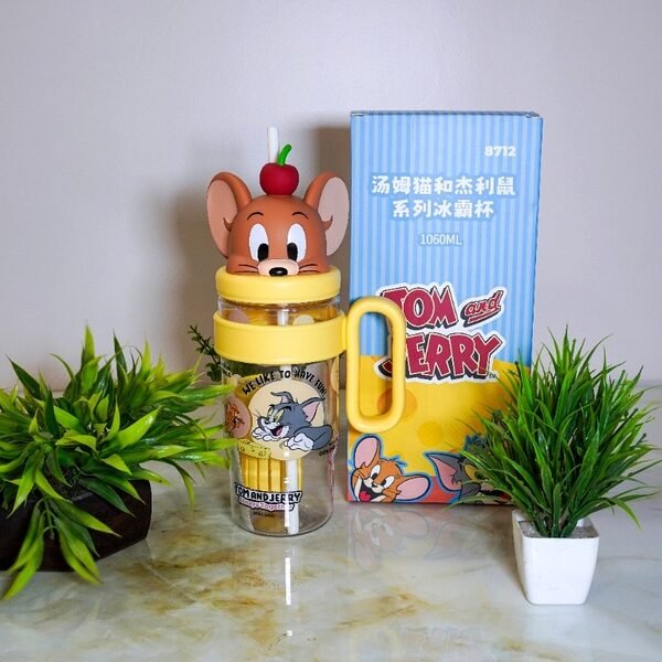 Tom and Jerry 1060ml Ice Cup Tumbler Jerry Yellow with 3D Head Lid and Box
