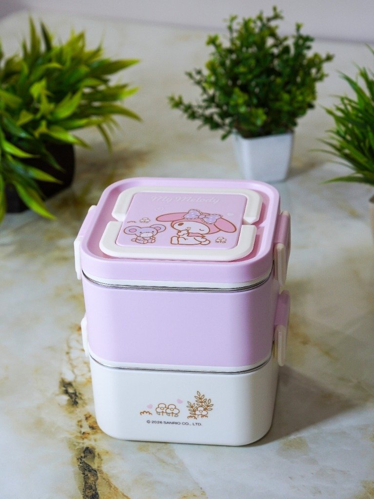 My Melody Sanrio Stainless Steel 2-Tier Square Lunch Box Pink Model SK009